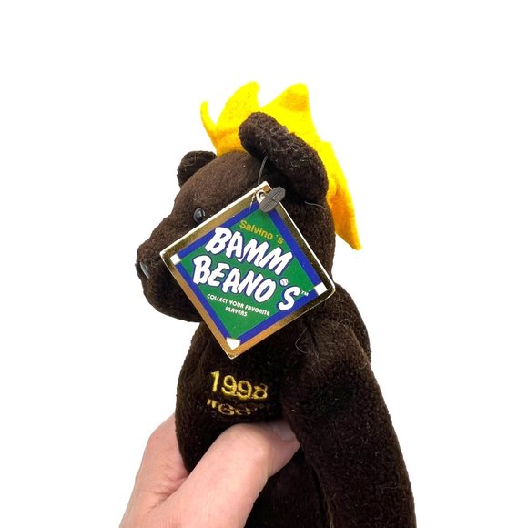 Babe Ruth Bamm Beanos #21 Plush 1998 Bean Bag Baby Bambino Teddy Bear Plush Stuf - Picture 4 of 9